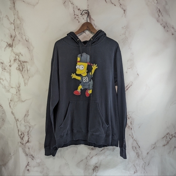 Neff Bart Simpson Hoodie Mens Large Black Skate Graphic Pullover Sweatshirt - Picture 1 of 11